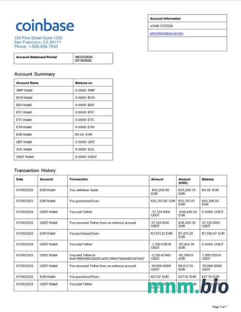 Szablon wyciągu bankowego USA City w formacie Word i PDF